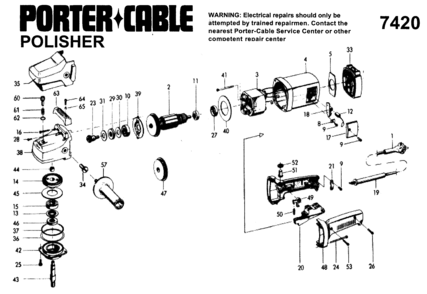 Page A Diagram and Parts List for J-7420 1 Porter Cable Sander Polisher